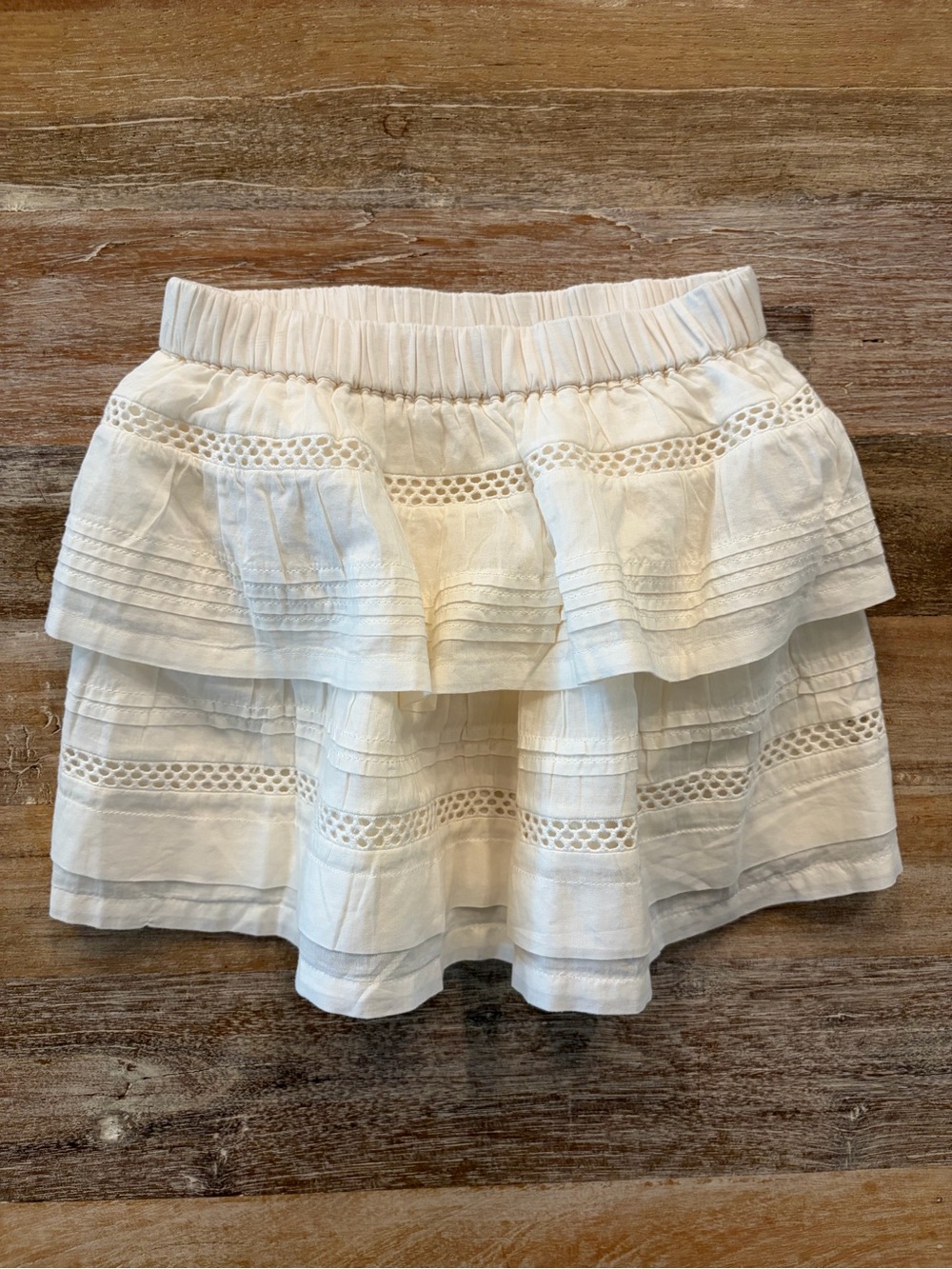 J Crew Crewcuts Girls Eyelet Tiered Skirt Cotton‎ Voile Size XS Extra Small